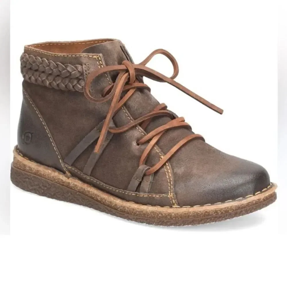 BORN Distressed Leather Ankle Brown Boots(Size 6.5M)